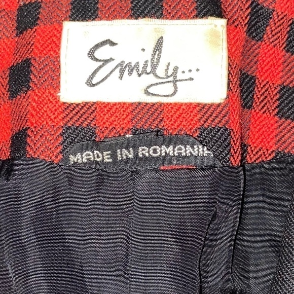Emily | Wool Blend Red Buffalo Plaid Cropped Blazer Jacket Vintage 90’s - Picture 10 of 10